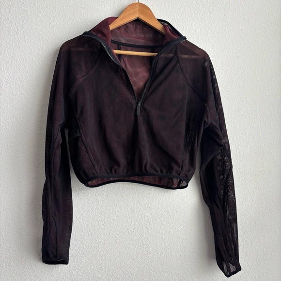 Lululemon Athletica Reversible Mesh 1/2 Zip Jacket Burgundy and Black Pullover - Picture 10 of 14